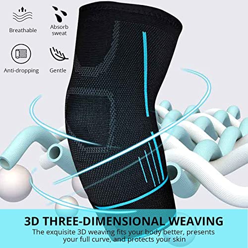 KAMEUN Codera de Compresión, 2 x Coderas para Hombres y Mujeres de Tejido de punto 3D Codera Tendinitis para Artritis, Ideal para Codo de Tenis, Codo de Golfista(M)