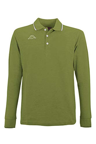 Kappa Polo para hombre de manga larga de algodón piqué 100 % algodón, 200 g., Verde, XL