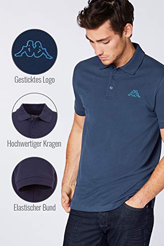 Kappa Polo para hombre Venist en paquete de 2 unidades, camisa polo con logotipo impreso | Polo básico para hombre | Polo de manga corta para deporte, ocio y oficina azul XXXL