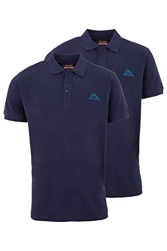 Kappa Polo para hombre Venist en paquete de 2 unidades, camisa polo con logotipo impreso | Polo básico para hombre | Polo de manga corta para deporte, ocio y oficina azul XXXL