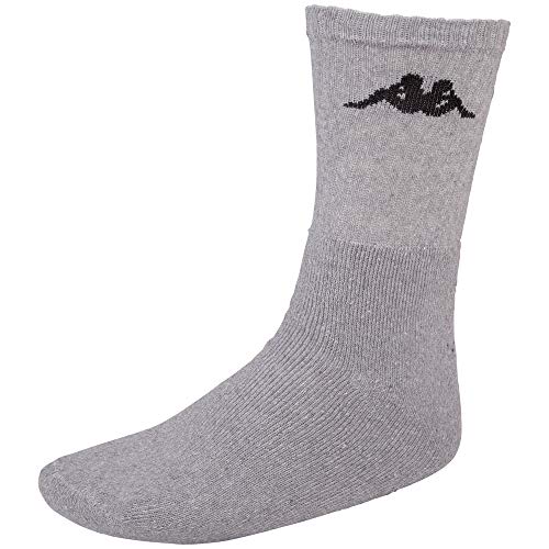 Kappa Sonotu 3 - Calcetines deportivos unisex (3 unidades), diseño retro, Unisex adulto, Calcetines, 704304, gris (19M), 43-46