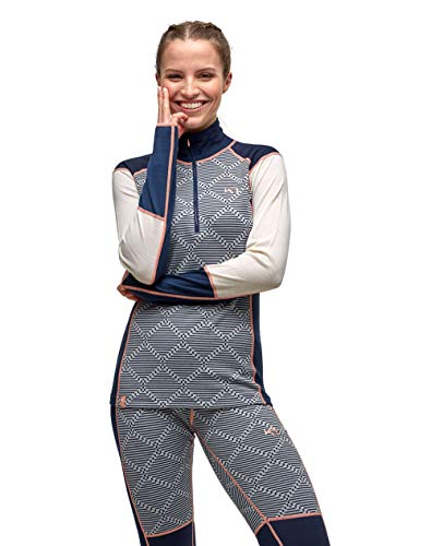 Kari Traa Rett - Camiseta térmica de mezcla de lana merino con media cremallera para mujer - azul - Small
