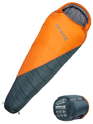 KEENFLEX Saco de Dormir Tipo Momia 3 Estaciones (Naranja)