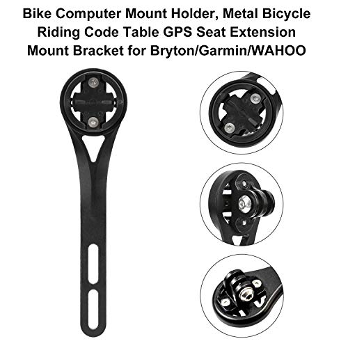 Keenso Bike Soporte para Montaje en computadora, Tabla de códigos de Bicicleta de extensión de Asiento GPS para Bryton/Garmin/Wahoo(Negro Bryton)