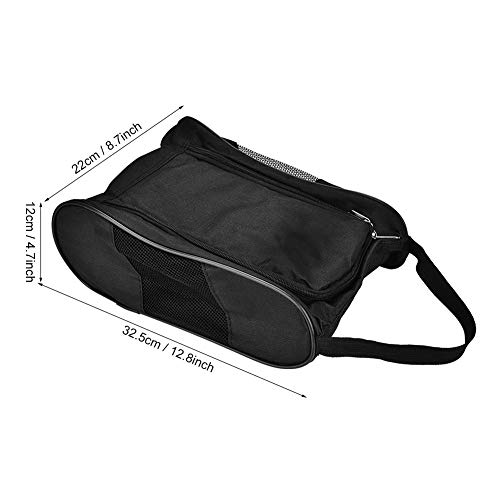 Keenso Bolsa de Zapatos de Golf, 2 Colores Bolsa de Zapatos de Golf Transpirable portátil Funda de Zapatos Deportivos Bolsa de Bolsillo Zapatos Bolsa de Almacenamiento Accesorio Deportivo(Negro)