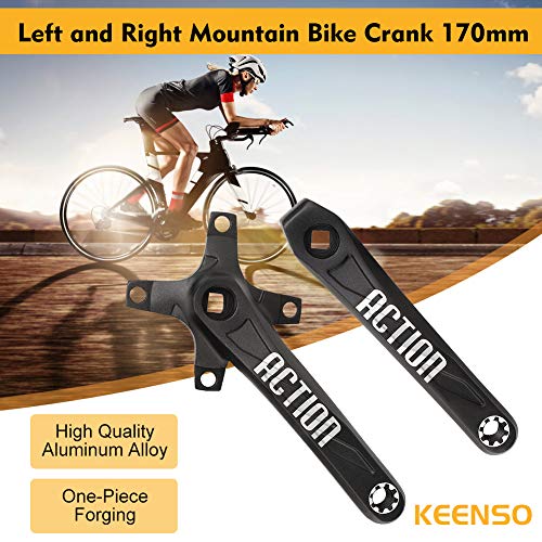 Keenso Manivela de Bicicleta 2pcs Brazo Aleación de Aluminio Manivela Izquierda y Derecha 170mm Manivela de Bicicleta de montaña Ligera