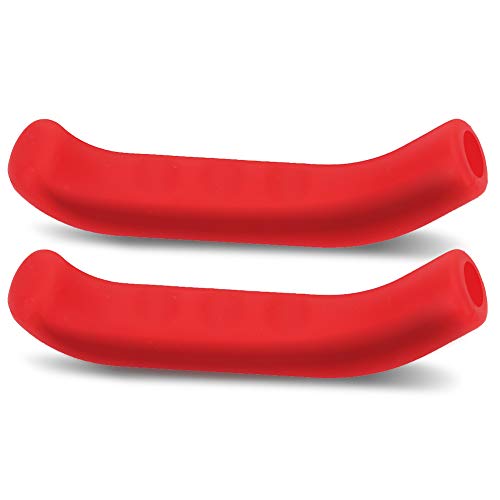 Keenso Protectores para Manetas de Bici, Agarre de Silicona Impermeable para maneta de Freno, Antideslizante (Rojo)