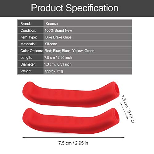Keenso Protectores para Manetas de Bici, Agarre de Silicona Impermeable para maneta de Freno, Antideslizante (Rojo)