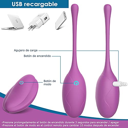 Kegel Bolas Chinas para Mujer AL'OFA Impermeable Silicona de alta calidad 10 Velocidades Ejercicio Kegel Control de vejiga Músculo pélvico Fortalecimiento control a distancia (Púrpura)