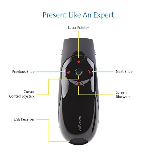 Kensington K72425EU Presenter Expert - Presentador Inalámbrico con USB y Láser Rojo, Compatible con Windows & Macos, Alcance de 45 m