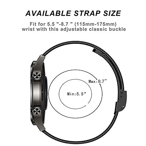 Keweni Compatible con la Correa Huawei Watch GT 2 (46 mm), Correa de Repuesto de Metal de Liberación Rápida para el Reloj Inteligente Huawei Watch GT/GT 2e (Negro)