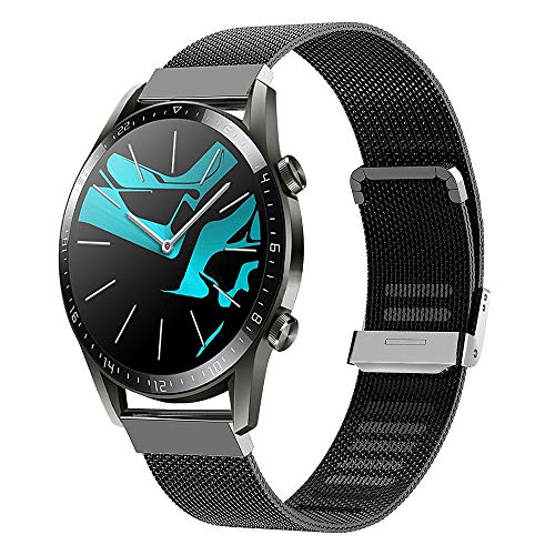 Keweni Compatible con la Correa Huawei Watch GT 2 (46 mm), Correa de Repuesto de Metal de Liberación Rápida para el Reloj Inteligente Huawei Watch GT/GT 2e (Negro)