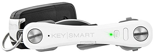 KeySmart Pro - Llavero Compacto con Linterna LED y Tecnología Smart Tile. Rastrea Tus Llaves y teléfono extraviado con Bluetooth (hasta 10 Llaves, Blanca)
