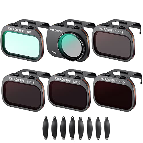 K&F Concept 6Pack Filtros de Compatibles con Mavic Mini 1/Mini 2/SE, Kit de Filtros con UV+CPL+ND8+ND16+ND32+ND64+Helices para Mavic Mini 1/Mini 2/SE