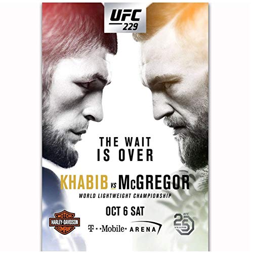 Khabib Nurmagomedov vs Conor McGregor 2018 UFC 229 Event Art Poster Canvas Decoración para el hogar Imagen de pared Impresión -50x70cmx1pcs -Sin marco