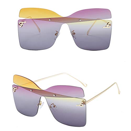 KHXJYC Gafas De Sol Sin Montura De Moda para Mujer, Gafas con Montura MetáLica Grande, Gafas De Sol De Pasarela, Gafas De Arco A Juego De Colores,#5