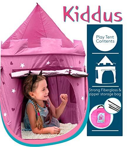 Kiddus Tienda Casa Carpa Campaña de Tela Lona para Niñ@s. Castillo Princesa, Pop UP Plegable para Jugar Juguete Infantil. Rosa