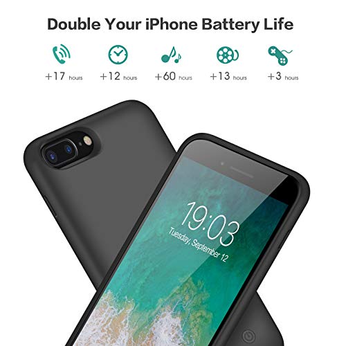 kilponen Funda Batería para iPhone 6 Plus/ 6S Plus/ 7 Plus/ 8 Plus, 8500mAh Funda Cargador Portatil Batería Externa Ultra Carcasa Batería Recargable Power Bank Case para Apple iPhone - 5.5 Pulgadas