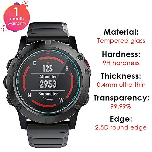 KIMILAR [4 Unidades] Protector Pantalla Compatible con Garmin Fenix 5 Protectores de Pantalla (No para Fenix 5 Plus & Sapphire), Cristal Templado Protector para Fenix 5 Smartwatch