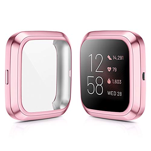 KIMILAR Funda Compatible con Fitbit Versa 2 Protector de Pantalla (NO para Versa/Versa Lite/SE), [4 Pack] Suave TPU Cubierta Cover Case para Versa 2 Smartwatch, Rose/Rose Gold/Silver/Clear