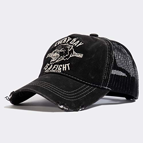 King Kerosin Gorra de camión para hombre, bordada, parche, malla, aspecto usado para el día a día es una figura., Negro , Talla única