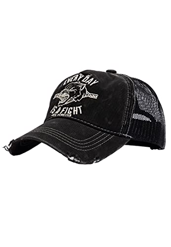 King Kerosin Gorra de camión para hombre, bordada, parche, malla, aspecto usado para el día a día es una figura., Negro , Talla única