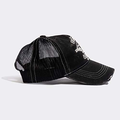 King Kerosin Gorra de camión para hombre, bordada, parche, malla, aspecto usado para el día a día es una figura., Negro , Talla única