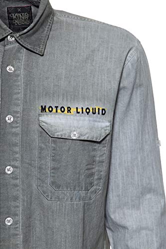 King Kerosin Motor Liquid Camisa, Olivgrün, M para Hombre