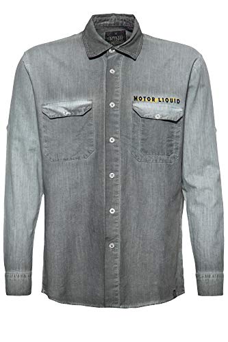 King Kerosin Motor Liquid Camisa, Olivgrün, M para Hombre
