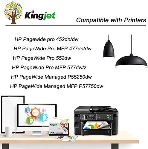 Kingjet Reemplazo Compatible para HP 973X Cartuchos de Tinta para HP 973 X para HP PageWide Pro 452dw 452dwt 452dn 477dw 477dwt 477dn 552dw 577dw 577z (1 Negro)