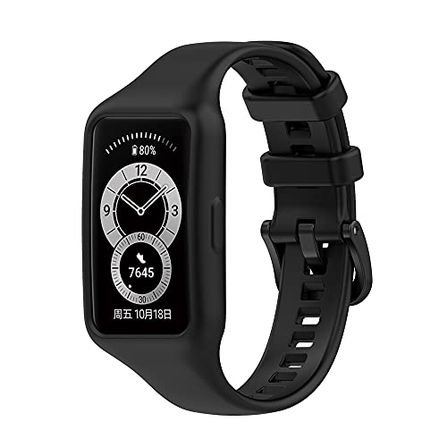 KINKUUN Correas para relojes Compatible con Honor band 6/for Huawei band 6 Pulseras de repuesto.Correa de Reloj.(Negro)