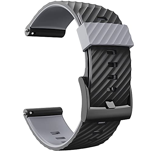 KINKUUN Correas para relojes Compatible con Suunto 7/9/spartan sport+wrist hr/9 baro/D5 Pulseras de repuesto.Correa de Reloj.(Negro + gris)