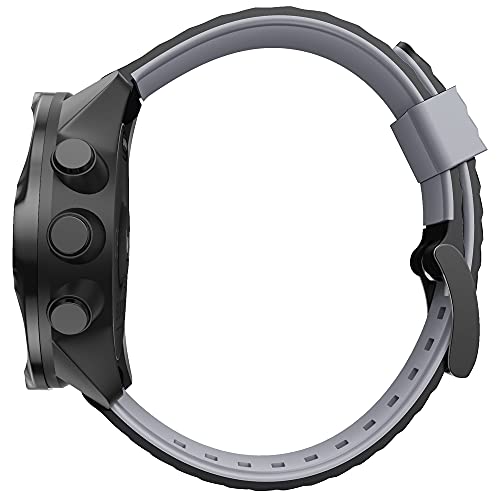 KINKUUN Correas para relojes Compatible con Suunto 7/9/spartan sport+wrist hr/9 baro/D5 Pulseras de repuesto.Correa de Reloj.(Negro + gris)