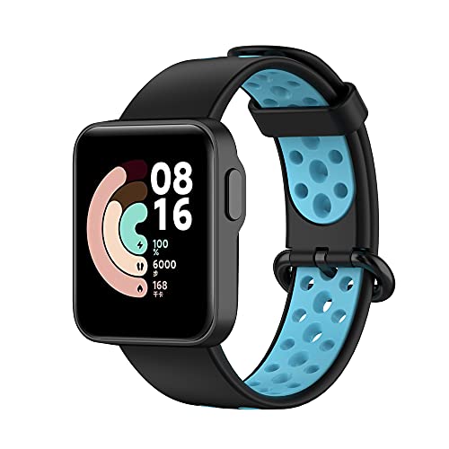 KINKUUN Correas para relojes Compatible con XiaoMi Mi Watch Lite/for Redmi Watch Pulseras de repuesto.Correa de Reloj.(Negro + azul)