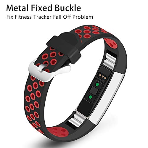 KINOEHOO Correas para relojes Compatible con Fitbit Alta HR Pulseras de repuesto.Correas para relojesde siliCompatible cona.(Negro-rojo)