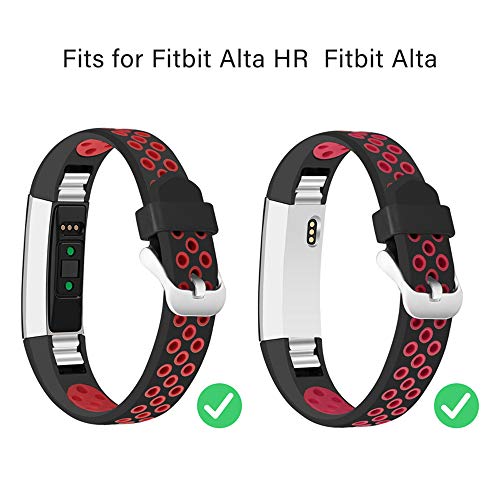 KINOEHOO Correas para relojes Compatible con Fitbit Alta HR Pulseras de repuesto.Correas para relojesde siliCompatible cona.(Negro-rojo)