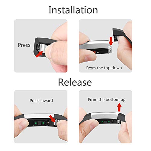 KINOEHOO Correas para relojes Compatible con Fitbit Alta HR Pulseras de repuesto.Correas para relojesde siliCompatible cona.(Negro-rojo)