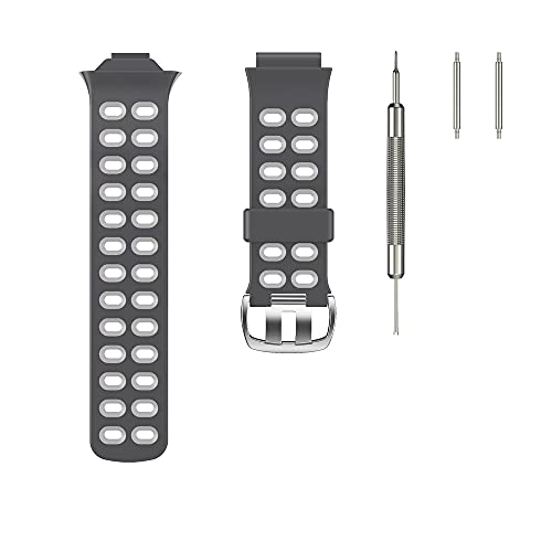 KINOEHOO Correas para relojes Compatible con Garmin Forerunner 310XT Pulseras de repuesto.Correas para relojesde silicona.(Gris claro + gris)