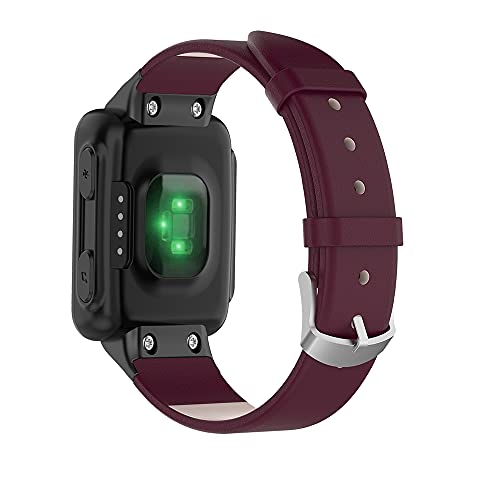 KINOEHOO Correas para relojes Compatible con Garmin Forerunner 35/30 Pulseras de repuesto.Correas para relojesde Leather.(vino tinto)