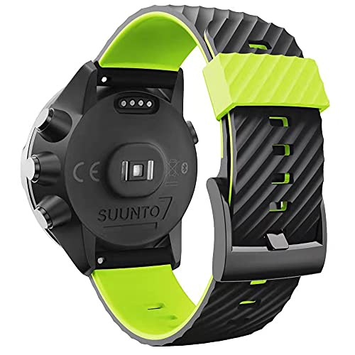 KINOEHOO Correas para relojes Compatible con Suunto 7/9/9 baro/D5/spartan sport Pulseras de repuesto.Correas para relojesde silicona.(Verde negro)