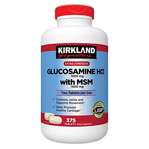 Kirkland Signature Extra Strength Glucosamine HCI 1500mg, With MSM 1500 mg, Super Size Value Package 375-Tablets by Kirkland Signature