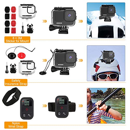 Kit Accesorios para GoPro HERO10/HERO9 Black, Carcasa Impermeable+Filtros para Buceo+Funda de Silicona+Correa de Pecho+Ventosa/Soporte para Bicicleta +Accesorio Agarre Flotante para GoPro10/GoPro9