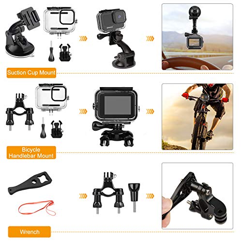 Kit Accesorios para GoPro HERO10/HERO9 Black, Carcasa Impermeable+Filtros para Buceo+Funda de Silicona+Correa de Pecho+Ventosa/Soporte para Bicicleta +Accesorio Agarre Flotante para GoPro10/GoPro9