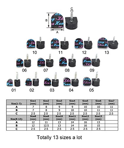 Kit de reemplazo de punta de 13 pares para estilete con alicates de espiga de tacón alto, el juego incluye 13 pares de puntas en diferentes tamaños y alicates de tacón de aguja Núcleo 2.5mm core negro