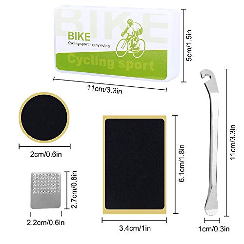 Kit de Reparación de Neumáticos de Bicicletas, 24pcs Parches de Neumáticos Autoadhesivos para Reparación de Pinchazos de Rueda de Bicicleta, con Escofina de etal/Adaptador de Bomba de Bicicleta