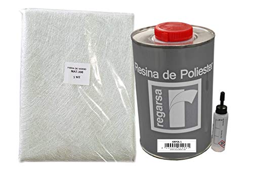 Kit Reparación de Poliester 1kg (1kg resina + 1m2 Mat-300 + 25grs catalizador)