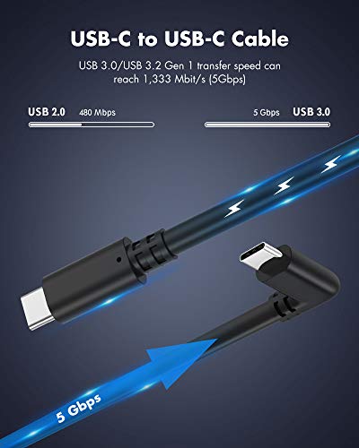 KIWI design USB C a USB C Oculus Link Cable de 10 Pies / 3 Metros, Transferencia de Datos de Alta Velocidad Cable USB 3.2 Gen 1 Tipo C Compatible con Oculus Quest 1 y Quest 2 a una PC para Juegos