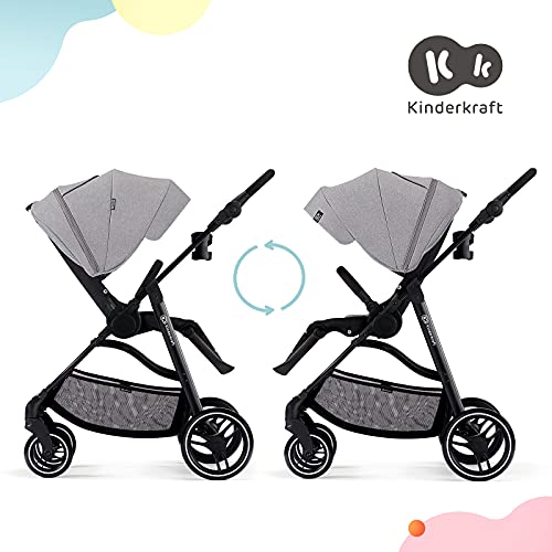 kk Kinderkraft Silla de Paseo VESTO, Carrito, Suspensión, Impermeable con UPF 50+, Gris