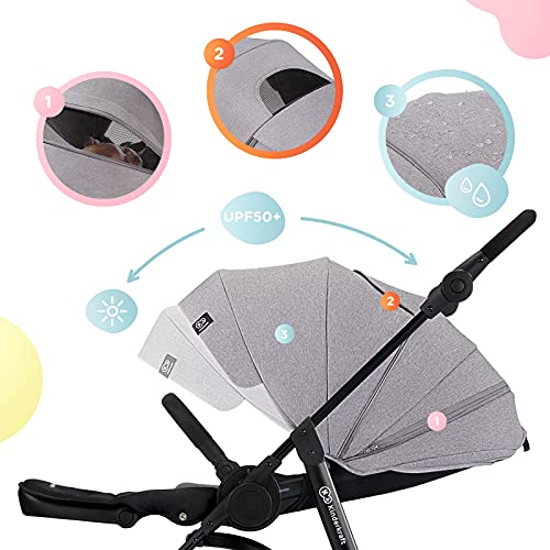 kk Kinderkraft Silla de Paseo VESTO, Carrito, Suspensión, Impermeable con UPF 50+, Gris