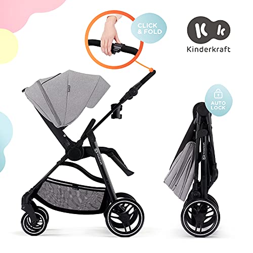 kk Kinderkraft Silla de Paseo VESTO, Carrito, Suspensión, Impermeable con UPF 50+, Gris